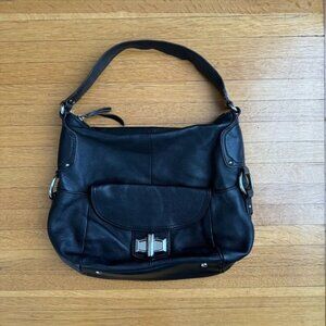b. makowsky Black Leather Hobo Bag